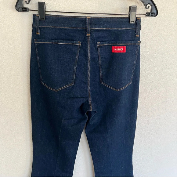 NWOT L'AGENCE Joplin 70s High-Rise Flare Jeans Rinse Dark Wash Denim Women’s 25 - Picture 10 of 12